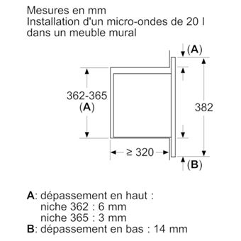 micro-ondes solo 20l 800w encastrable noir - bf523lmb3