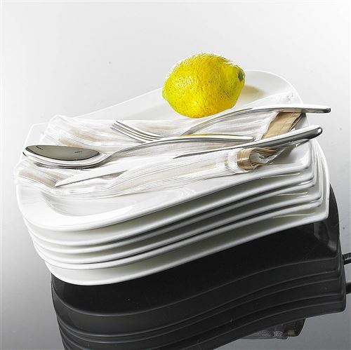 12 Assiettes à Dessert Malacasa 12 Assiettes à Soupe 12 Tasses Série Elvira 60pcs Services de Table Complets Porcelaine 12 Assiettes Plates pour 12 Personnes 12 Soucoupe