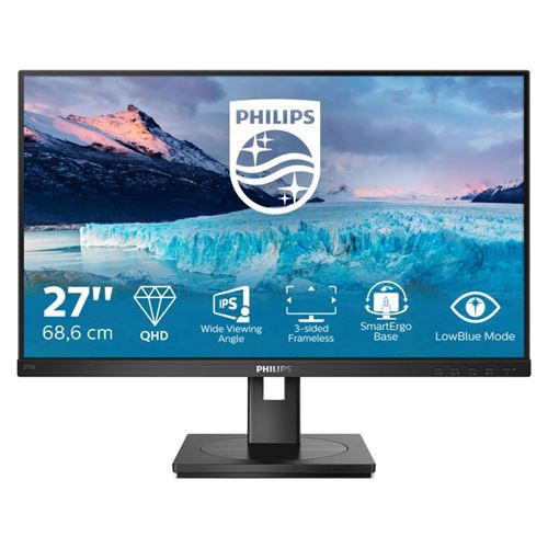 Philips Texture Noire S-Line 275S1ae - Écran Led - 27" - 2560 X 1440 Qhd @ 75 Hz - Ips - 250 Cd/M² - 1000:1 - 4 Ms - Hdmi, Dvi-D, Displayport - Haut-Parleurs