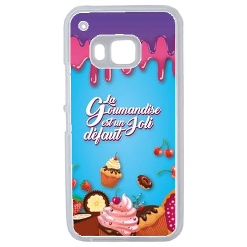 Coque La Gourmandise Est Un Joli Defaut Fond Bleu 01 Compatible Htc One 2 M9 Transparent