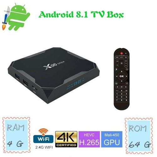 GENERIQUE - X96 Max - Boîtier TV Android - 4K - 4Go RAM - 64Go Stockage - Noir - Image 2