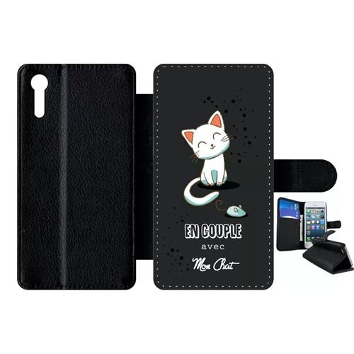 Etui À Rabat Sony Xperia Xz En Couple Avec Mon Chat Fond Noir 2