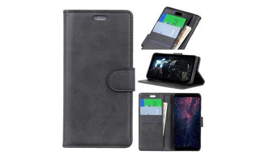 Etui Xiaomi Pocophone noir grainé rabat latéral articulé fonction stand