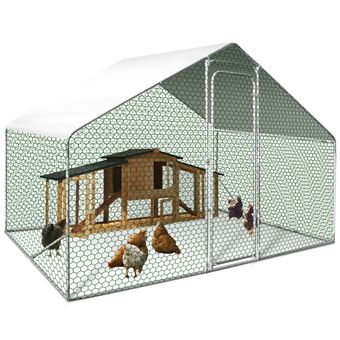 Enclos Poulailler 6 M² Parc Grillagé En Acier Galvanisé