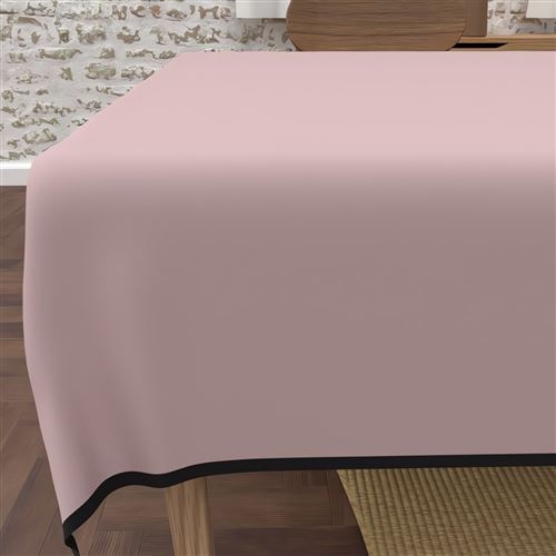 Nappe rectangle anti-tâches en microfibre lavée 140x300 cm BOHEME vieux rose, par Soleil d'Ocre
