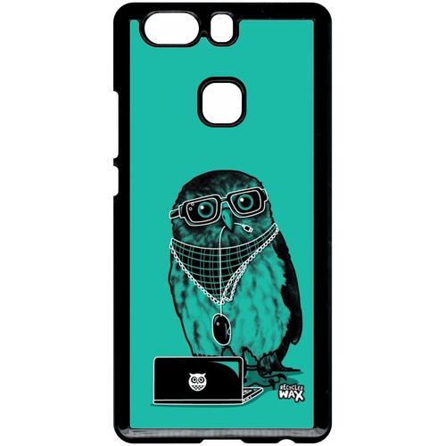Coque Huawei P9+ Plus Hiboux Geek Fond Vert