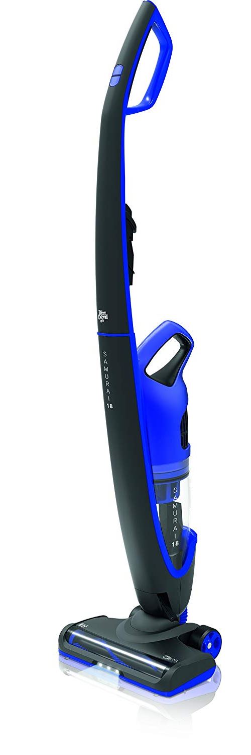 Aspirateur à main Dirt Devil Samurai 18 sans fil, 2 en 1, sans sac, batterie amovible, 18 V Li-Ion, lumière LED sur l'avant schwarz/electric blau
