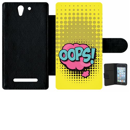 Étui Porte Feuille Sony Xperia C3 Et C3 Dual Oops Fond Jaune