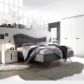 Chambre Complete Adulte Blanc Et Gris Maelle L 160 X P 200 Cm