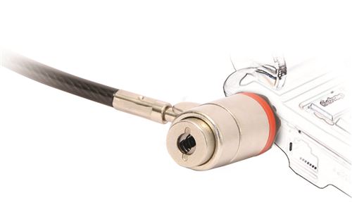 Câble de sécurité pivotant avec verrou à clé rotatif Mobilis - Acier trempé - Longueur : 1,80 m - Ø : 4,5 mm