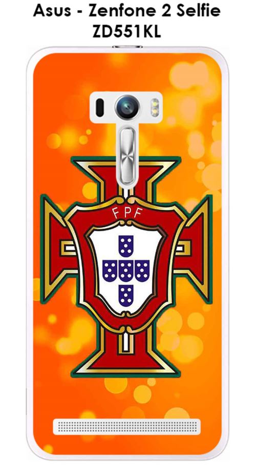 Coque Asus Zenfone 2 Selfie ZD551KL design Foot Portugal fond orange
