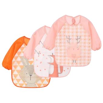 3 Bavoirs Tabliers Resistants A L Eau A Manches Longues Tabliers De Repas De Jeu De Peinture Pour Les Enfants De 6 A 36 Mois Rose Et Orange Bavoirs Achat Prix Fnac