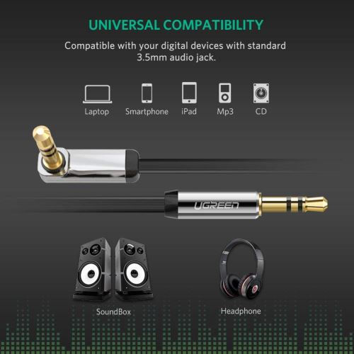 Câble Ugreen audio jack 3.5mm Male vers Male plat à angle Câble