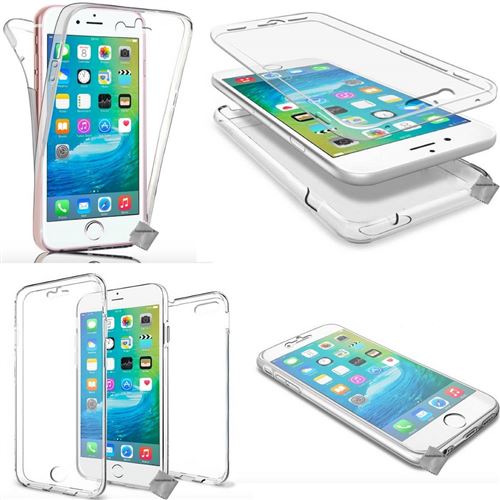 Coque silicone gel fine 360 integrale (avant et arriere) pour Apple iPhone SE (2020) avec film ecran - TRANSPARENT