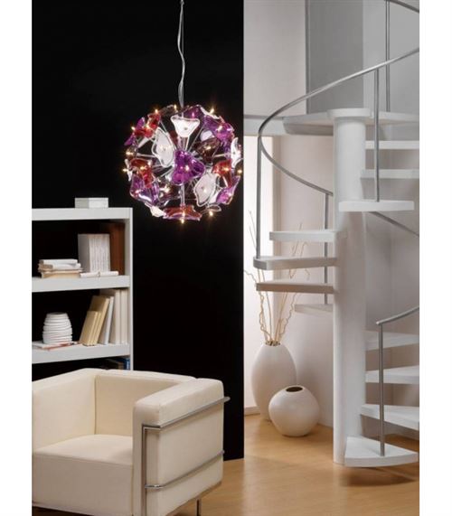 Suspension Otto 41 Ampoule G4 Sphere, chrome poli/verre dépoli/Multi-Colour verre