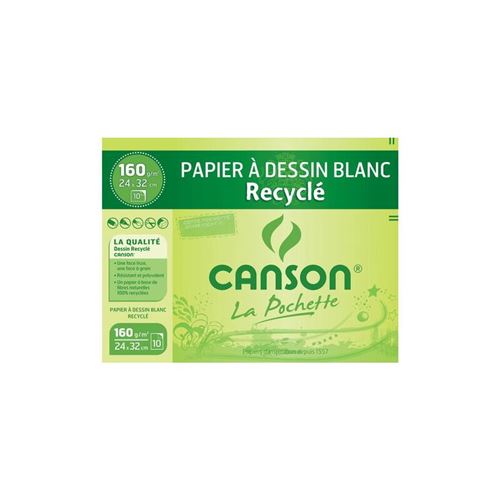CANSON Papier à dessin recyclé, A3, 160 g/m2, blanc - Papier