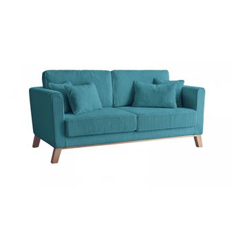 -1150€ sur BOBOCHIC Canapé droit velours côtelé DOBLO Bleu ...