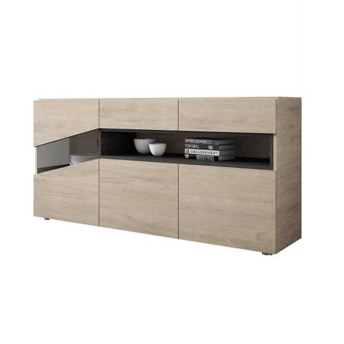 Buffet 3 portes Bois clair/Bois noir - CAMELIA n°1
