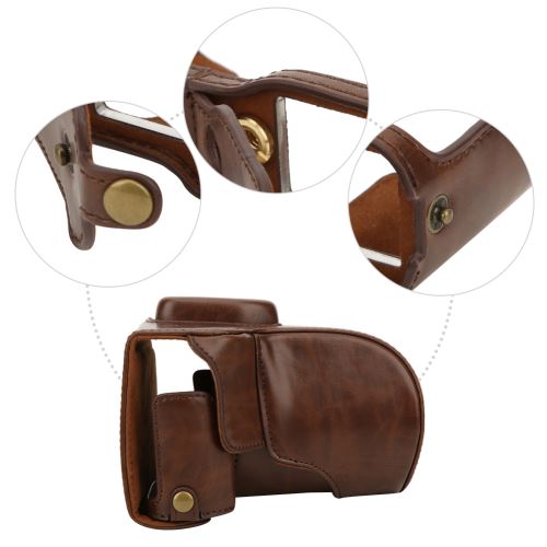 Étui En Cuir PU Brun Pour Fujifilm Finepix X20/X10 - Avec Bandoulière, Protection Complète - 9