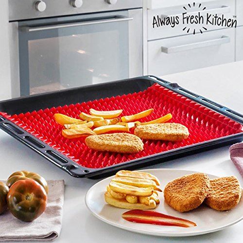 Always Fresh Kitchen Health Cook Mat Tapis pour cuisine, silicone, rouge, 30 x 2.5 x 21 cm