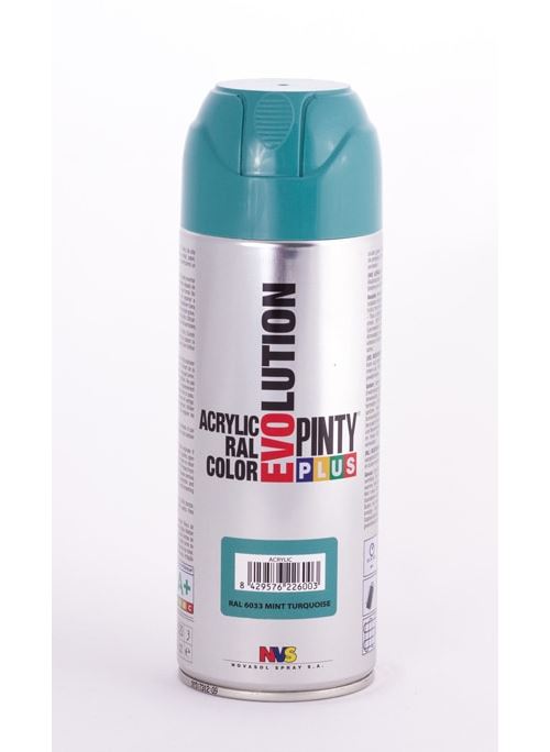 Peinture spray acrylic brillant 400ml turquoise menthe ral 6033 - pinty plus