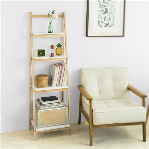 SoBuy® FRG162-N Étagère Pliable Style Échelle Étagère de Rangement Étagère à Livres avec 4 Niveaux de Rangement - 42x34x136cm