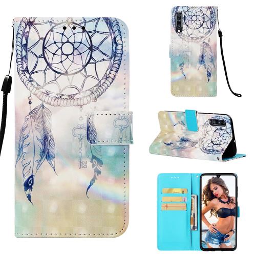 Etui en PU impression de motifs attrape-plumes de rêve pour votre Samsung Galaxy A70