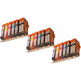 Kit De 15 Cartouches D'encre Compatibles Canon PGI525 CLI526 - Noir, Cyan, Jaune | Économique Et Fiable