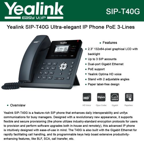 Yealink SIP-T40G Téléphone IP Noir