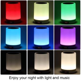Haut-parleur Bluetooth Lampe de Chevet Tactile RGB Changement de Couleur  LED Enceinte Bluetooth Réveil Veilleuse Portable Lampe de Chevet Reveil