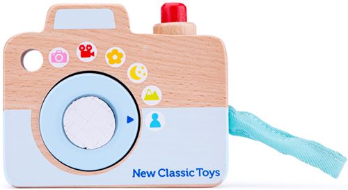 New Classic Toys appareil photo 10 x 9 cm bois naturel/bleu clair