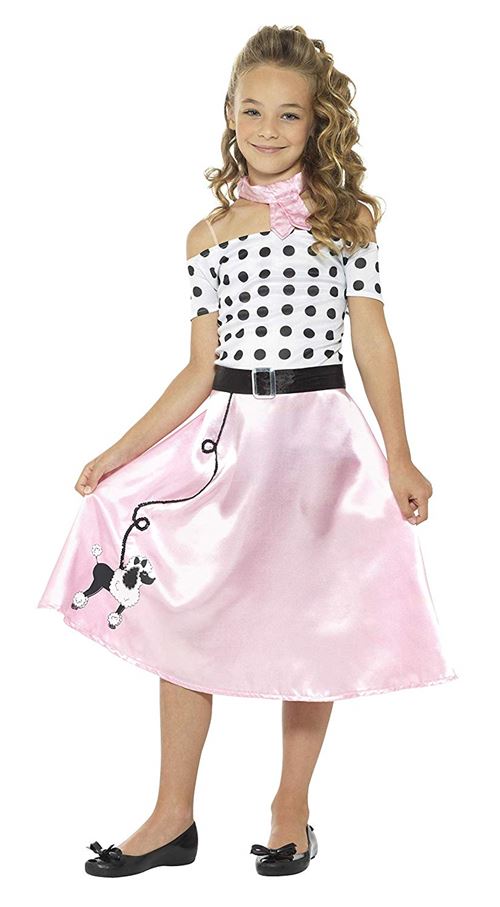 Smiffys 24668L Déguisement Enfant Robe Caniche Années 50, Rose, Taille L