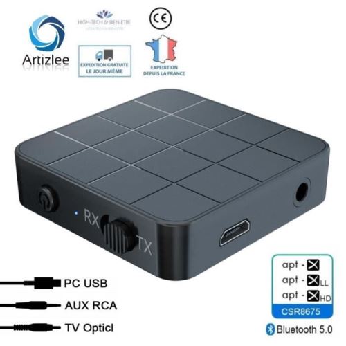 Non Communiqué Émetteur Récepteur Bluetooth 5.0 - Artizlee® Transmetteur, Adaptateur Audio Vidéo Sans Fil Portable 20M 3.5Mm Rca