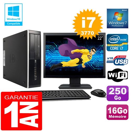 Pc hp compaq 8300 sff core i7-3770 ram 16go disque 250 go wifi w7 ecran 22' État correct -  reconditionné disponible sur Fnac