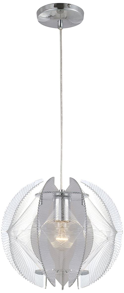 Suspension chrome, soie, plastique D:320, H:1500, excl. 1xE27 60W 230V
