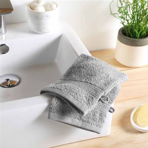 Paris Prix - Lot De 2 Gants De Toilette colors 15x21cm Gris