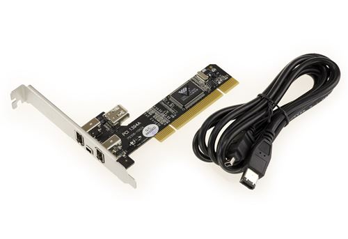 Carte PCI FireWire 3+1 ports - IEEE 1394a CHIPSET VIA VT6306 - Avec Cordon 6/4 1.5m Qualité Supérieure