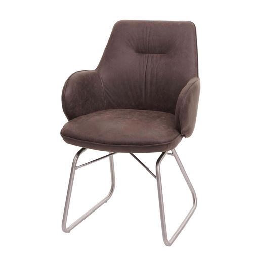Chaise de salle à manger MENDLER HWC-G72 tissu acier inox brossé marron