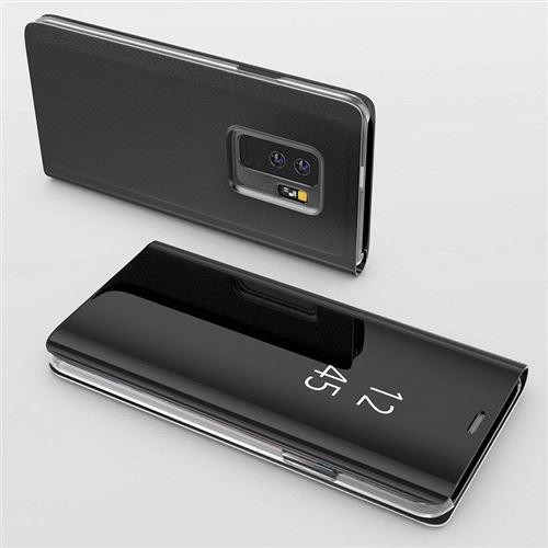 Coque Rabat Miroir Noir pour Samsung Galaxy A70 - Housse Etui Case Protection Clear View [Phonillico®]