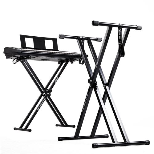 Duronic KS2B Support pour synthétiseur / clavier avec vis et sangles de fixation - Hauteur réglable - Léger - Supporte 30 kg