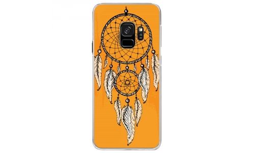 Coque rigide transparente pour Samsung Galaxy S9 avec impression Motifs attrape rêve sur fond orang