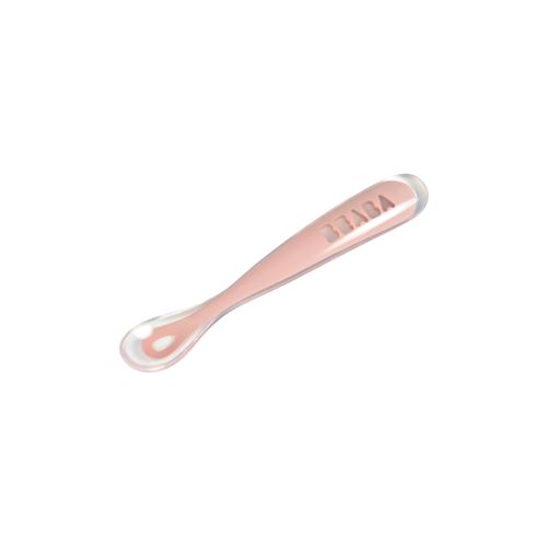 BEABA Cuillère 1er âge silicone rose Old Pink
