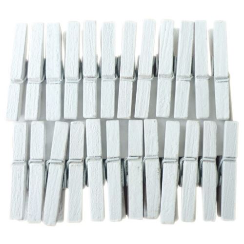 24 mini pinces à linge blanches