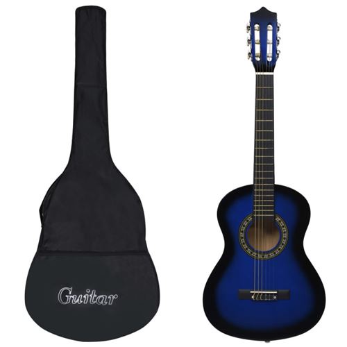 vidaXL Guitare classique avec sac de débutants et enfants Bleu 1/2 34