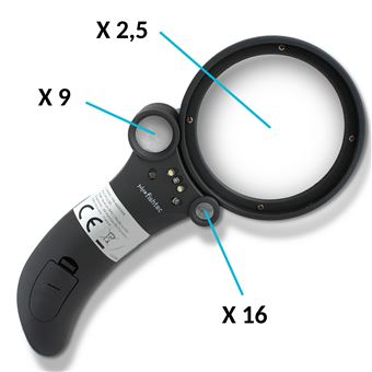 FISHTEC Loupe Eclairante 3 Grossissements x2 5 x5 x16 4