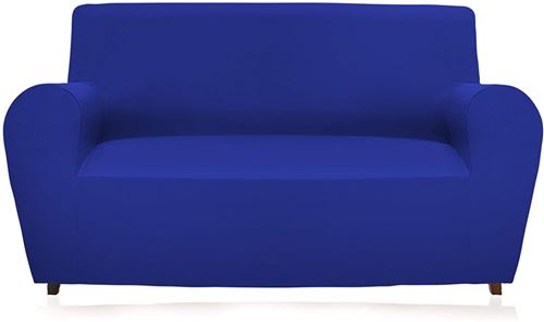Gemitex Magico Housse de canapé 4 Places en Tissu uni et élastique COPRIDIVANO 4 POSTI Con SCHIENALE FINO A 280 CM Bleu électrique