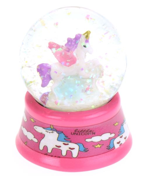 Toi-Toys boule à neige avec paillettes Unicorn girls 6 cm rose