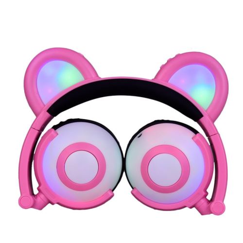 GENERIQUE - Casque Audio Enfant - Oreilles de Chat - LED - Pliable - Rose - Image 2