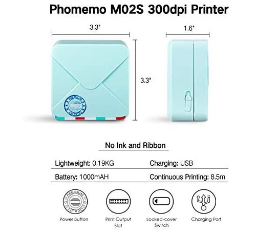 Phomemo 1 Ensemble M02s Imprimante Portable Avec 1 Pièce De Papier