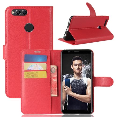 Huawei Honor Play 7X Housse Etui Cuir PU Texture Litchi Rouge ALS53280